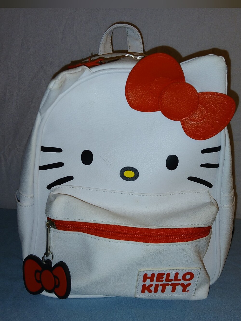 Hello Kitty White Mini Backpack with Red Bow Accent